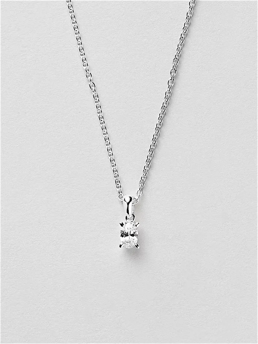 گردنبند سولیتر طرح نگین بیضی