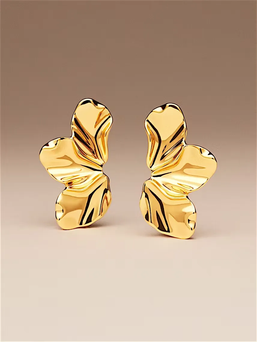 گوشوارههای میخی طرح پروانه یا گلبرگ حجیم - تصویر 4