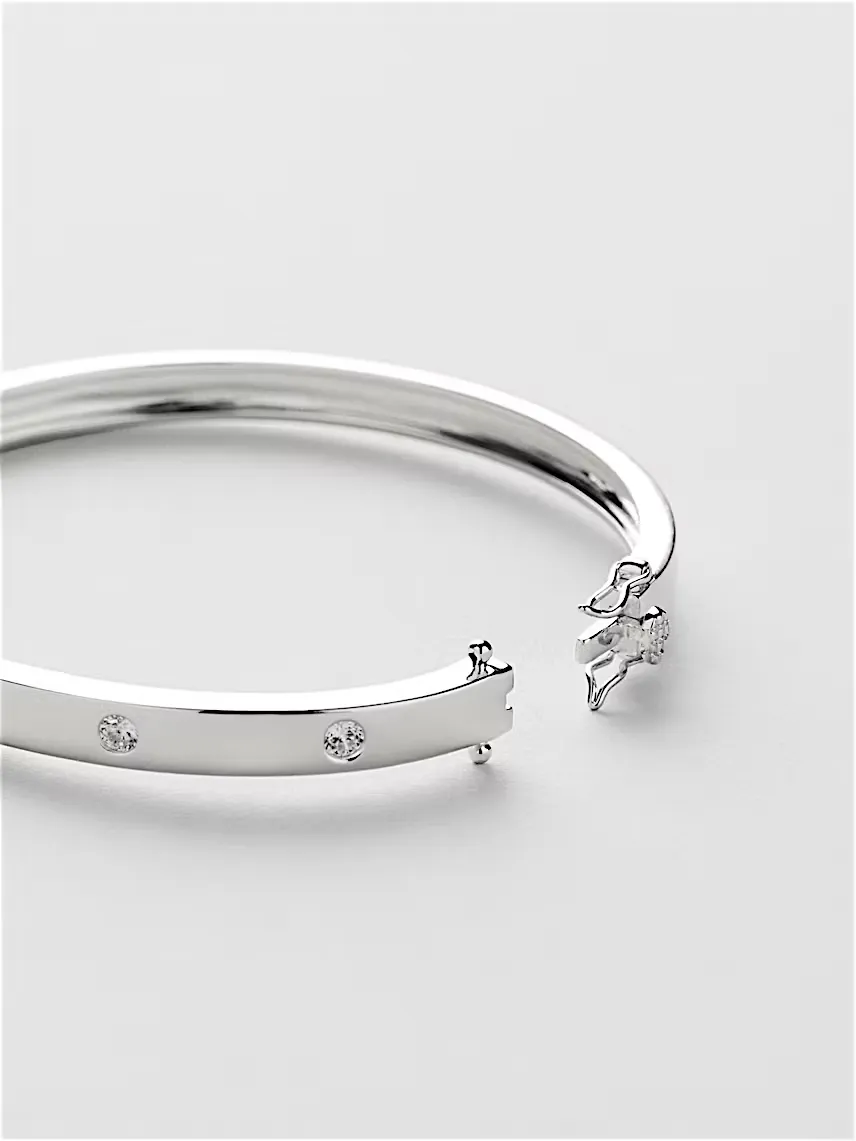 دستبند النگویی ساده با طرح نقطههای الماس - تصویر 2