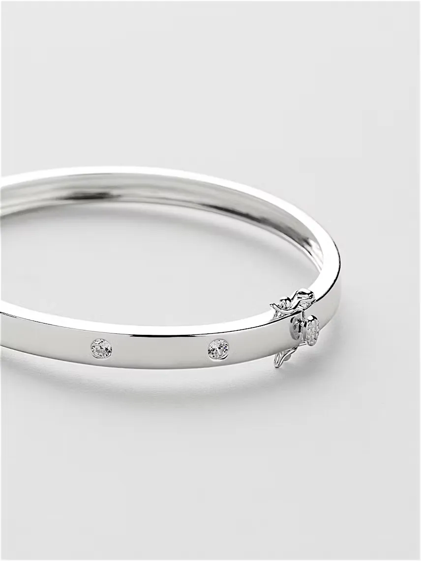 دستبند النگویی ساده با طرح نقطههای الماس - تصویر 3