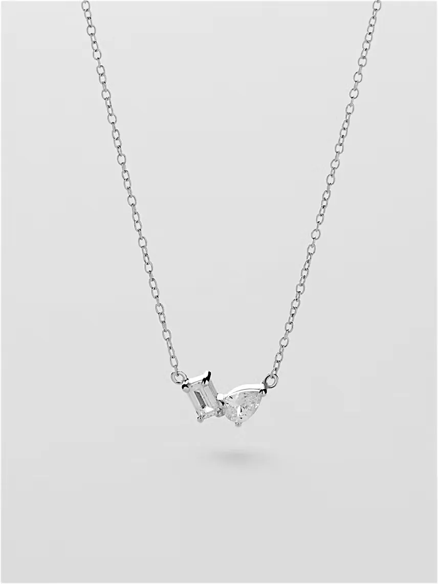 گردنبند ظریف و ترند دو نگین خوشهای