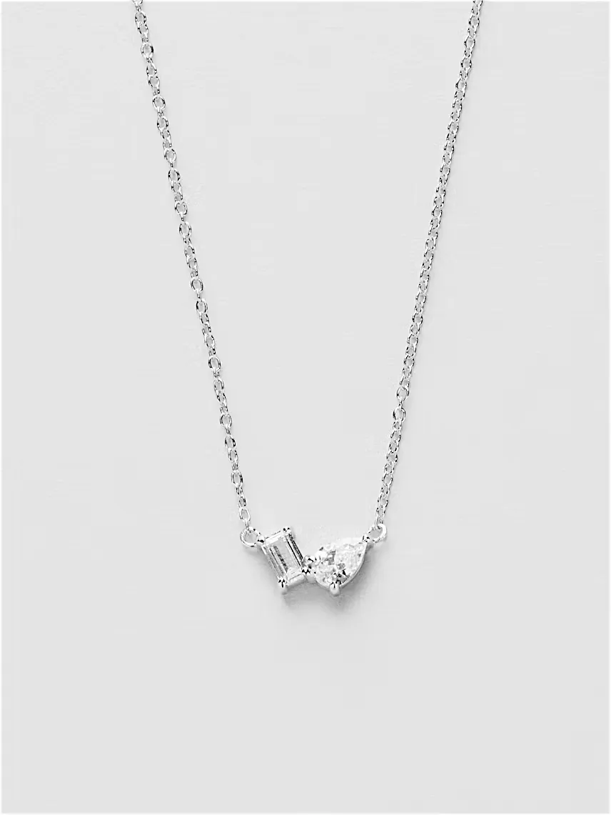 گردنبند ظریف و ترند دو نگین خوشهای - تصویر 3