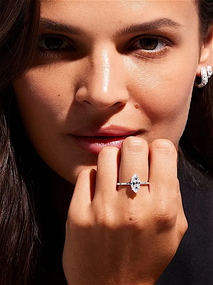 انگشتر سولیتر طرح نگین مارکیز - تصویر 3